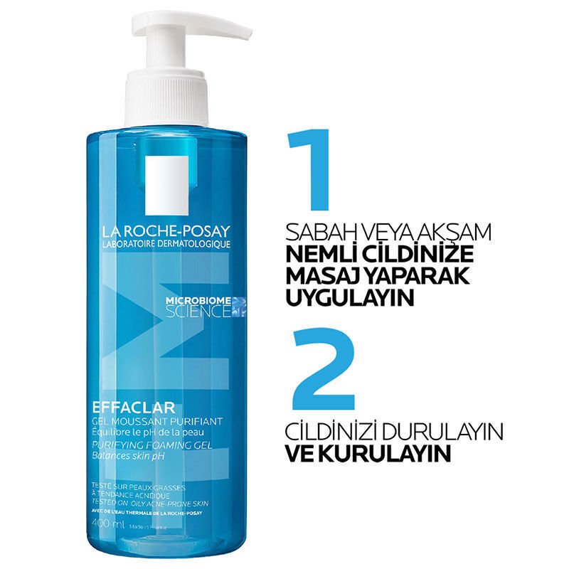 La RLoche Posay Effaclar Jel Yağlı Ve Akneye Eğilimli Ciltler için Yüz Temizleme Jeli 400 ml
