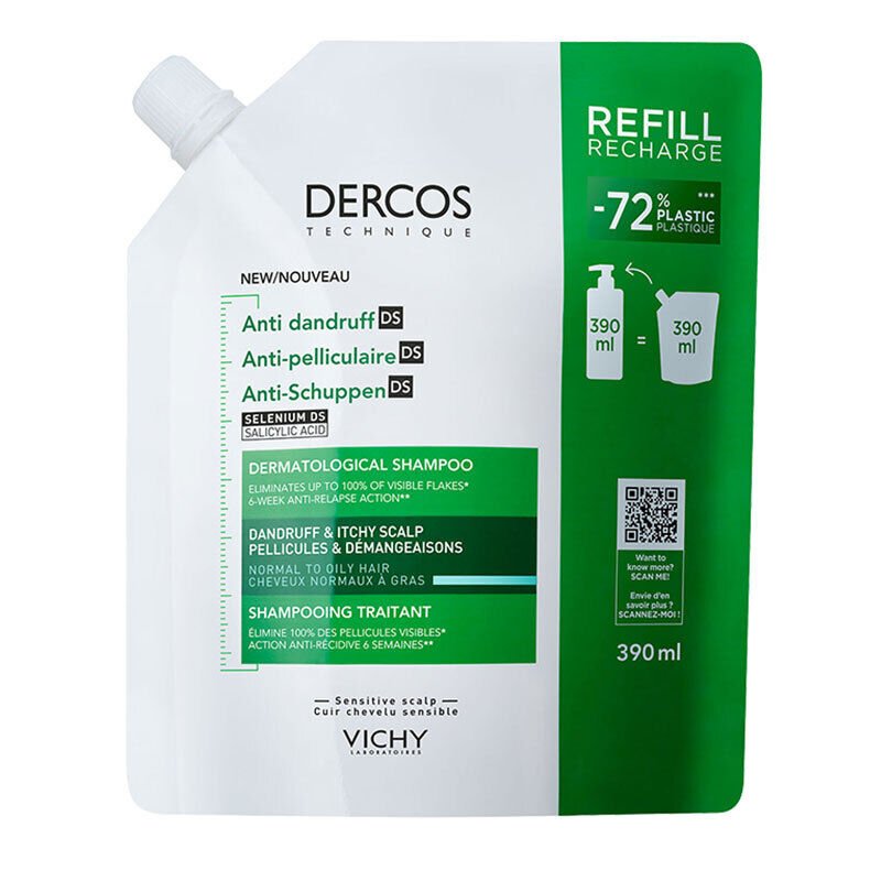 Vichy Dercos Anti Dandruff Kepek Karşıtı Şampuan 390 ml - Normal ve Yağlı Saçlar - Refill