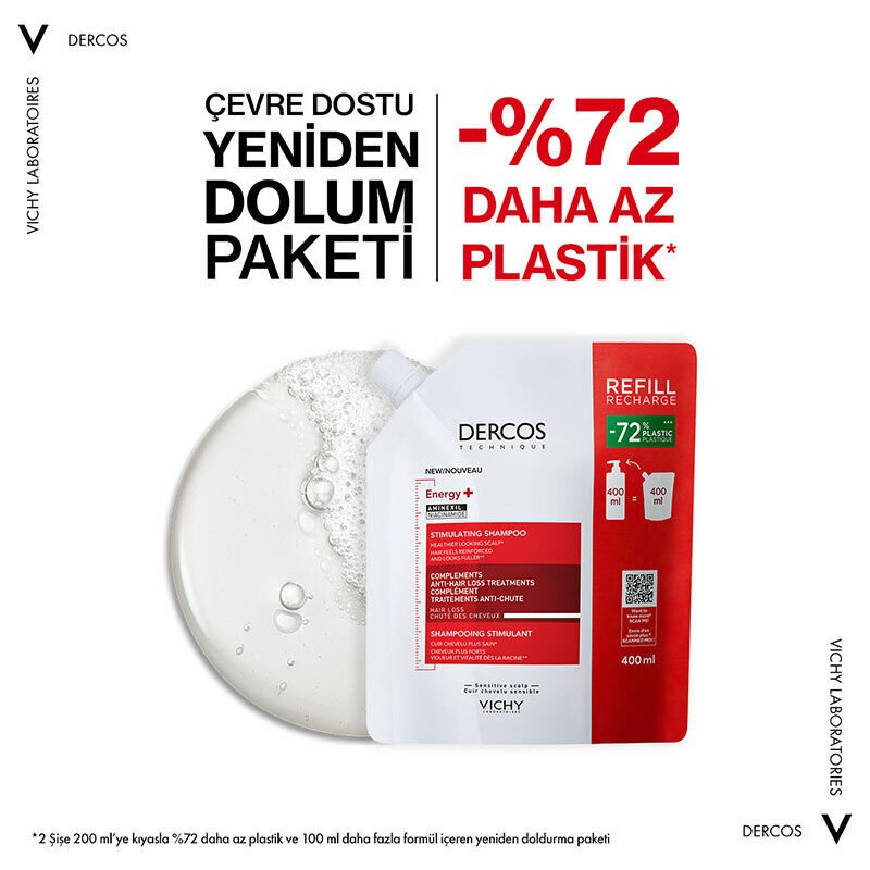 Vichy Dercos Energising Saç Dökülmesine Karşı Şampuan 400 ml - Refill
